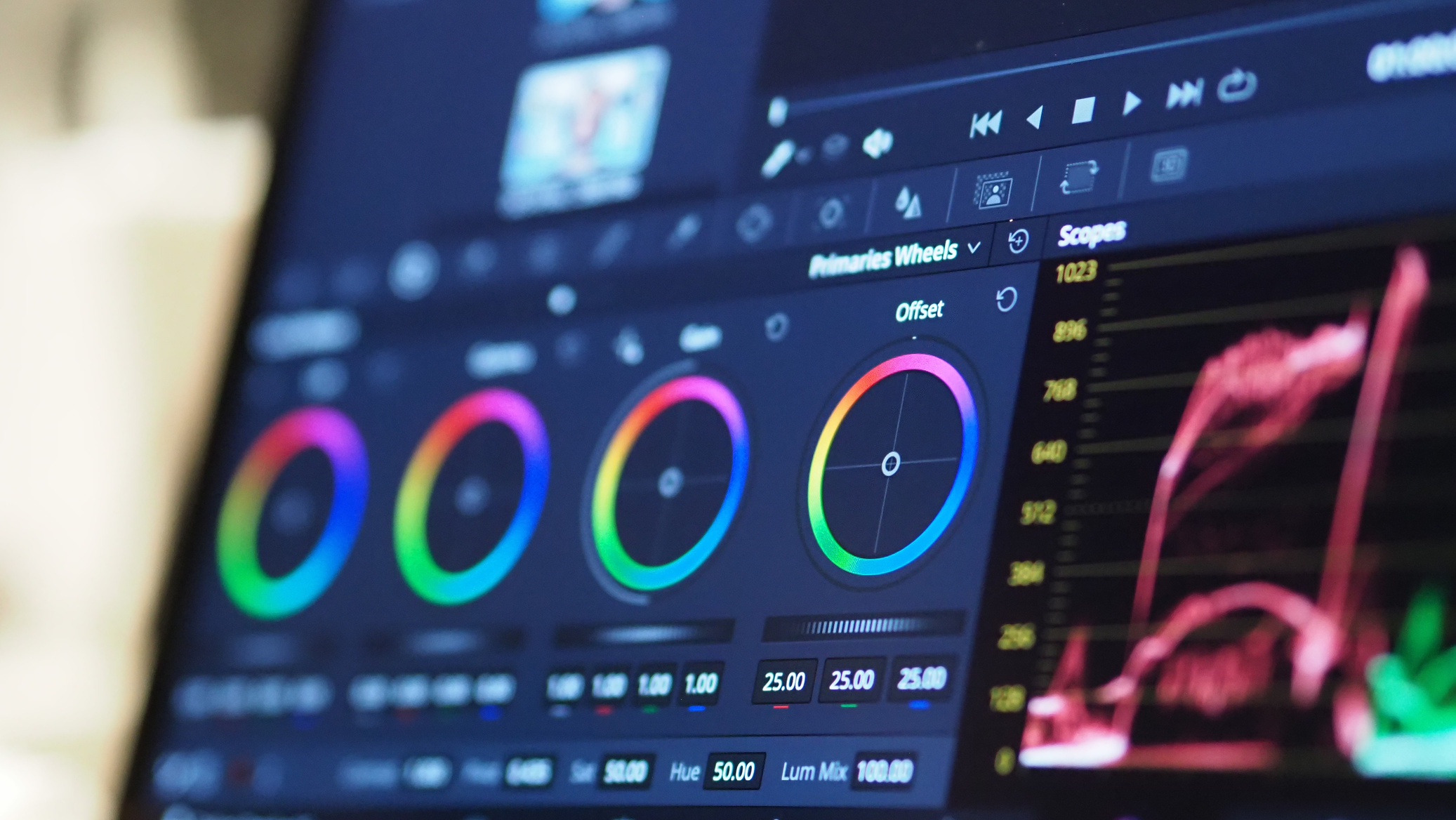 Color Grading Graph or RGB Colour Correction Indicator on Monito